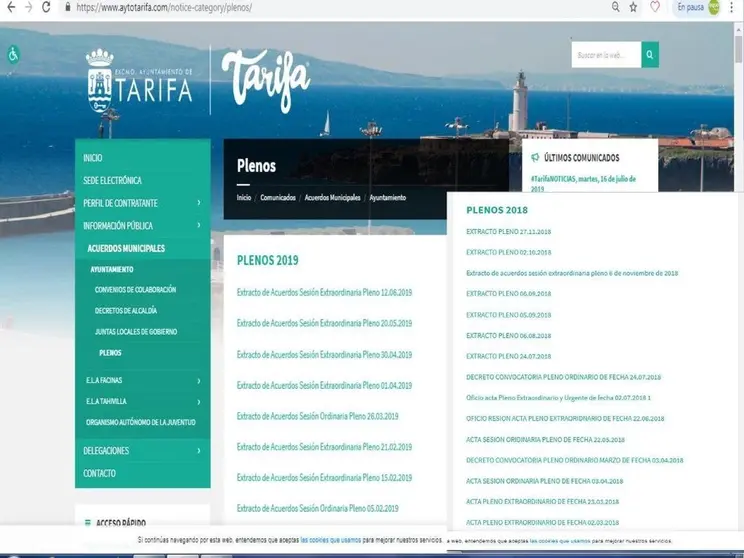Publicidad activa plenos