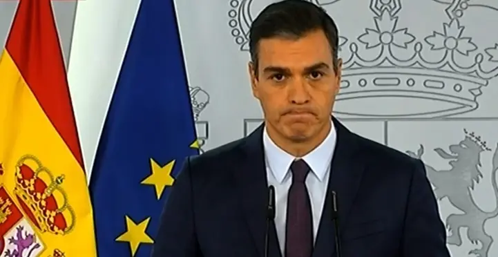 Pedro S&aacute;nchez, durante su declaraci&oacute;n.