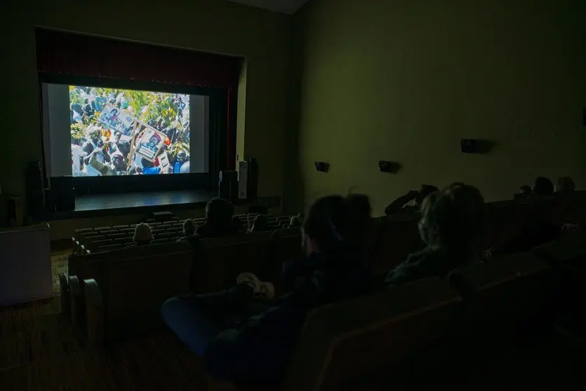 Proyecci&oacute;n de una pel&iacute;cula en Tarifa.