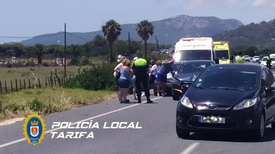 Accidente en Tarifa, ayer.