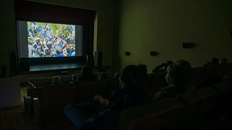 Proyecci&oacute;n de una pel&iacute;cula en Tarifa.